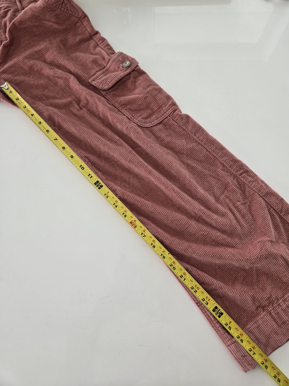 American Eagle  Corduroy Cargo Pants Dusty Pink Size 0R Y2K Wide Leg - Picture 14 of 16